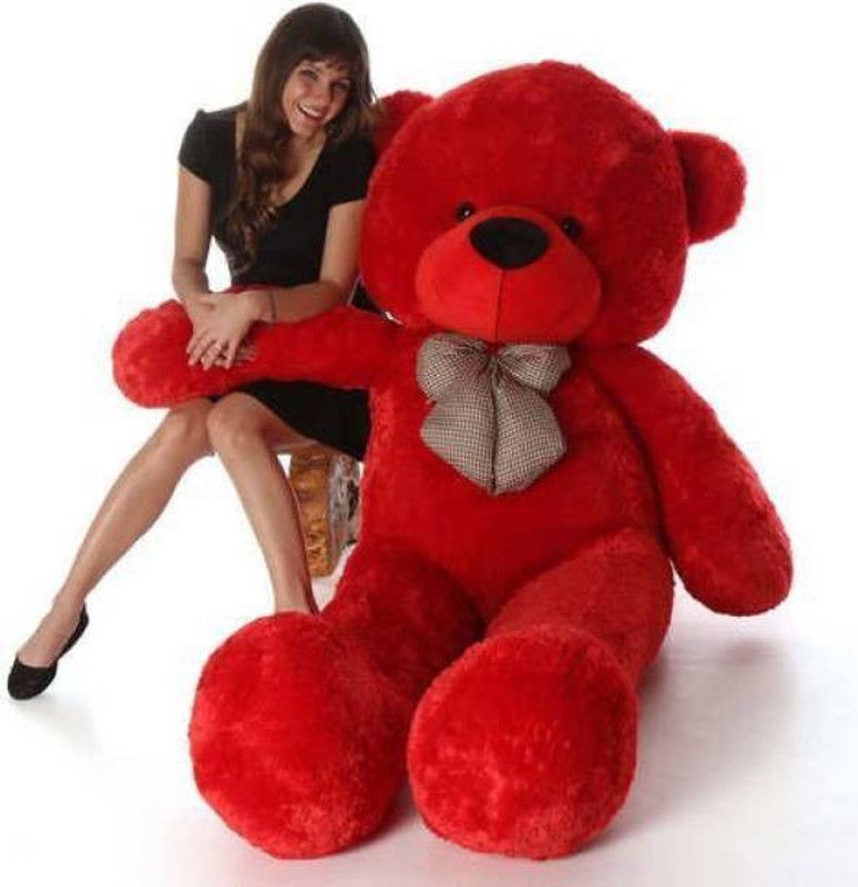 kartiktoys 4 Feet Stuffed Spongy Huggable Smartoys Cute & Soft red Teddy Bear approx - 105 mm  (Red)