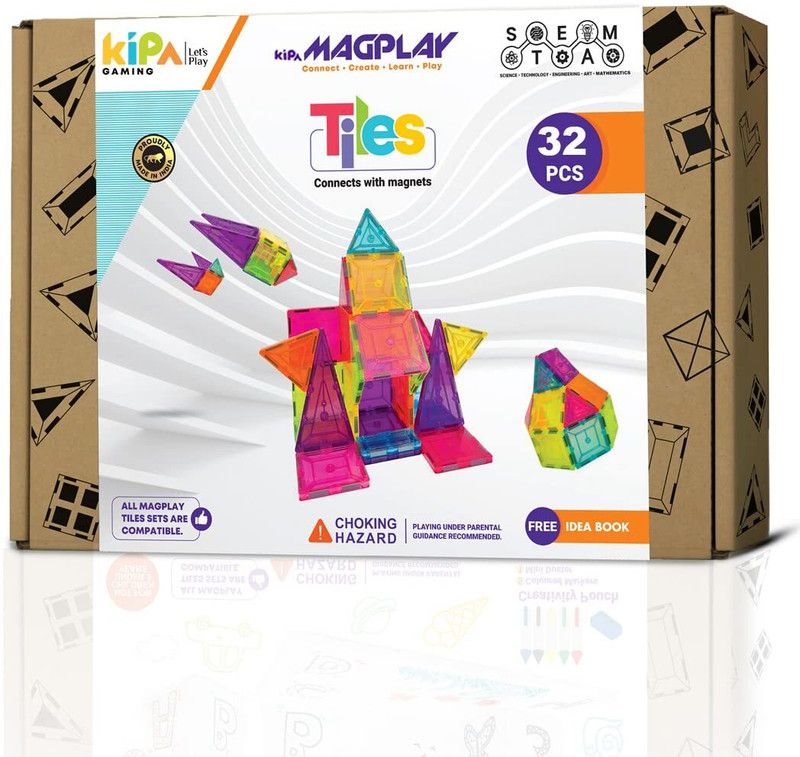 KIPA GAMING MagPlay MADE IN INDIA 32pcs STEM Magnetic Building Tiles and Blocks  (Multicolor)