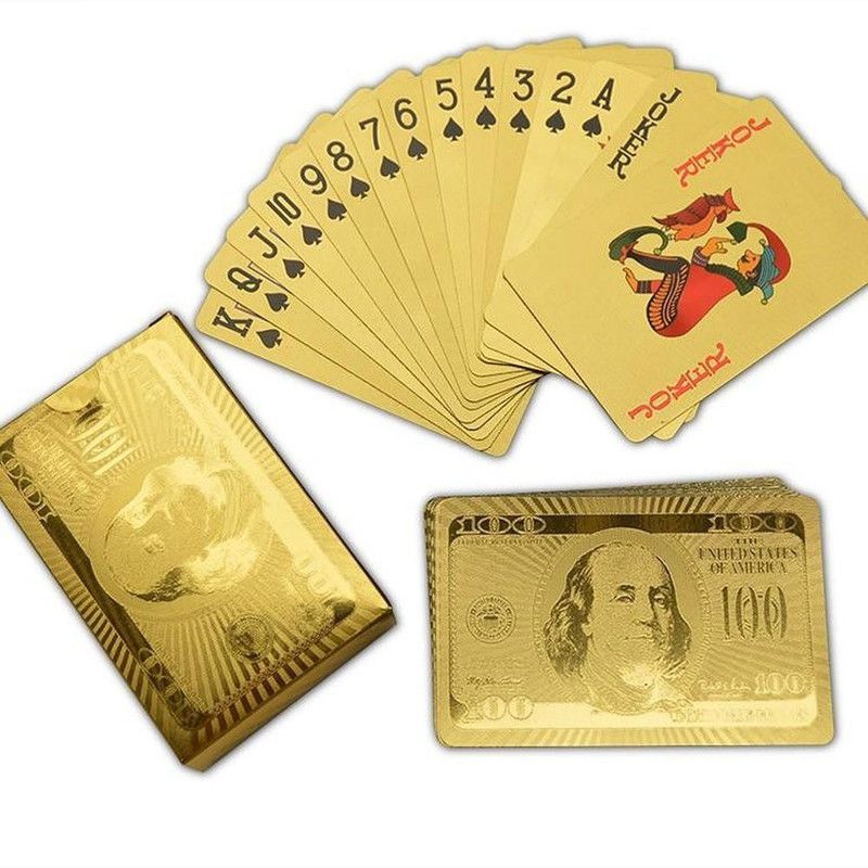 PaxMore High Quality Luxury Custom 24K Gold Foil Plated Cover Playing Cards  (Golden)