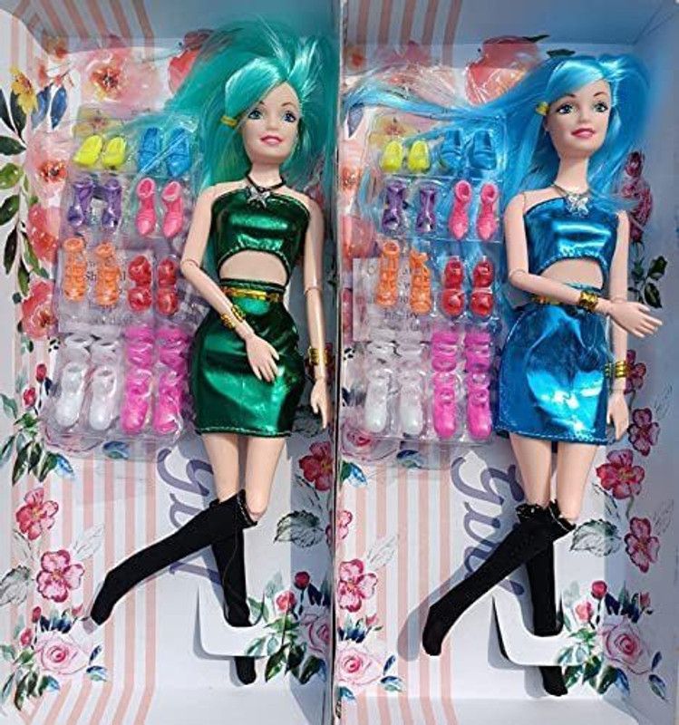 VY84 VY84_Fashion Girl's Doll with Dresses Makeup Cute Doll ( Pack of 2) (Multicolor)  (Multicolor)