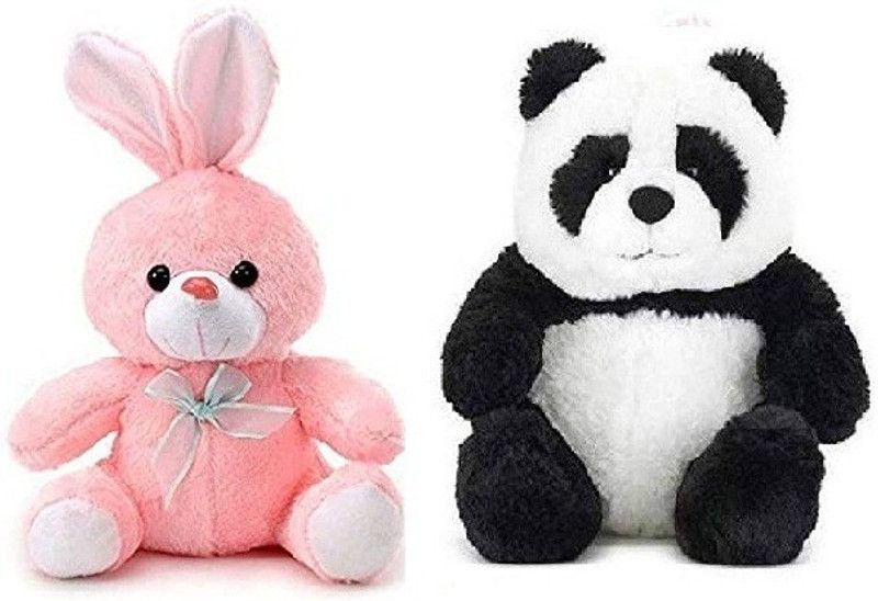 Bakku Toys Teddy bear set off 2 multicolor panda pink bunni baby And girls Gift item - 28 cm  (Multicolor)