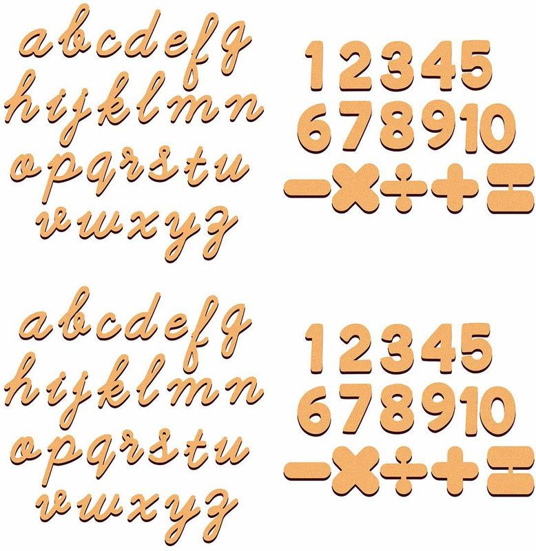 Webby Wooden Cursive Alphabets Letter & Numbers Set of 2 Educational Toy, 84 Pcs  (Beige)