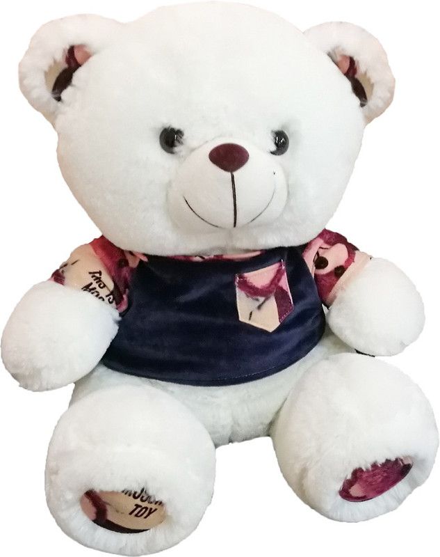 My Baby Excels Cream Colour Bear Plush with T-shirt 35cm - 35 cm  (Cream)