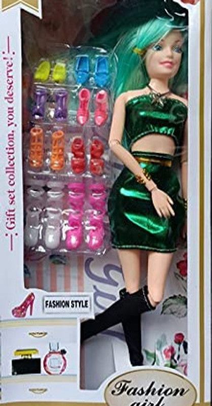 Novelty Enterprises Beautiful Fashion Doll with Shoes Accessories Movable for Kids Girls  (Multicolor)