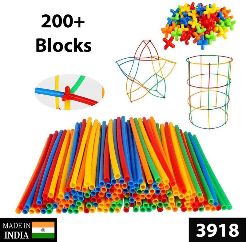 Muktanand Enterprise Plastic Pipe Blocks Building Toys Straws and connectors - 200+Blocks  (Multicolor)