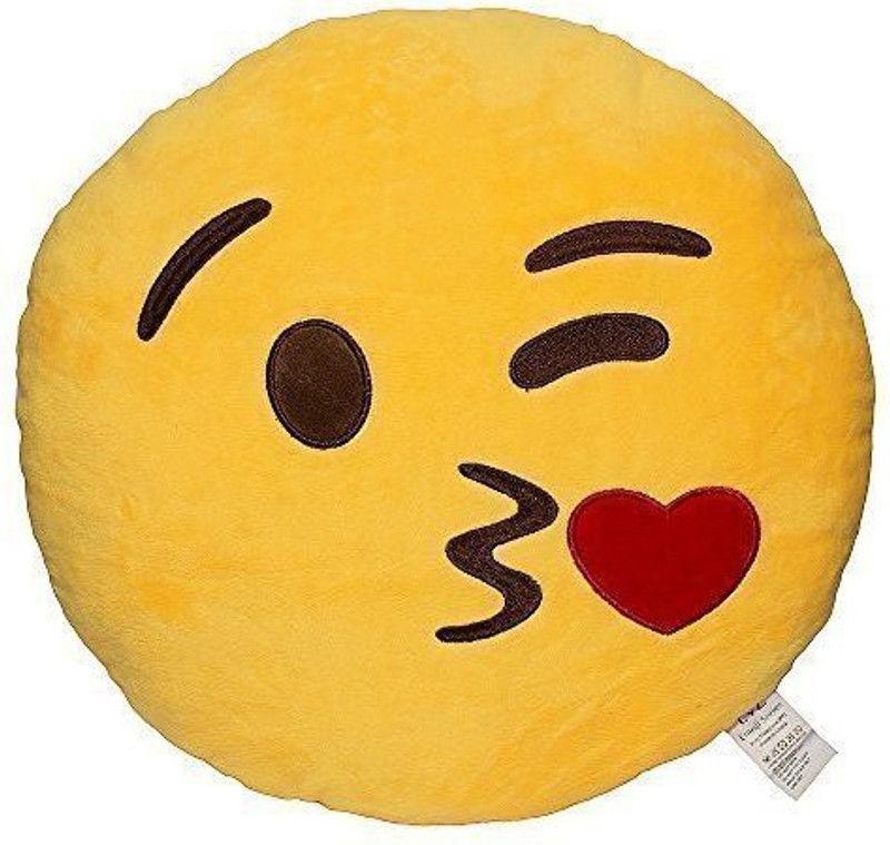 EvZ 32cm Emoji Smiley Emoticon Round Cushion Pillow Stuffed Plush Soft Toy - 8 inch  (Yellow)