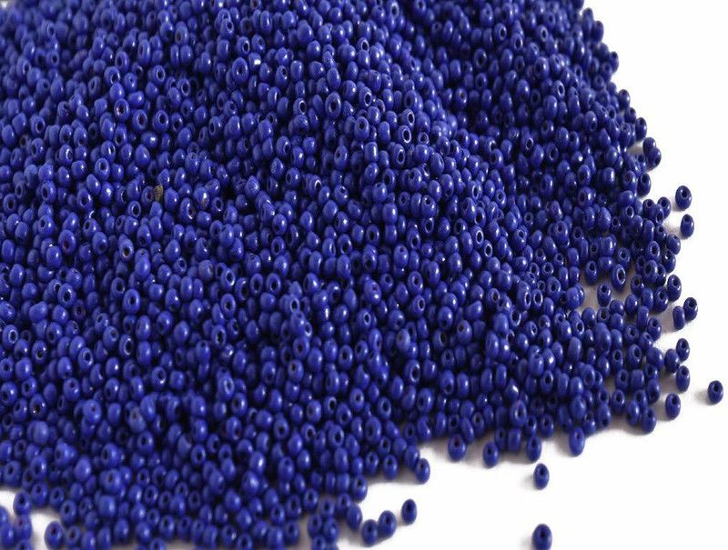 ZILZAA Dark Blue Round Seed Beads/Glass Seed Beads-8/0-3.0 mm, 100 Grams/ for – Jewellery Making, Beading, Embroidery, Art and Craft