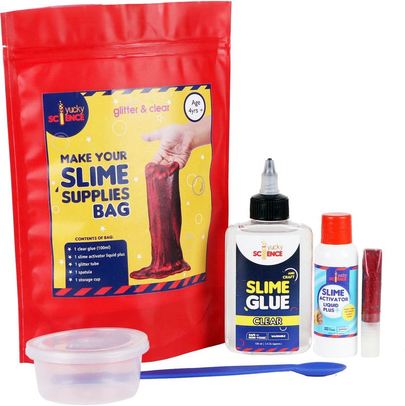 yucky science Slime Making Supplies Bags - Glitter and Clear. Age 4+ Year (Multicolour)
