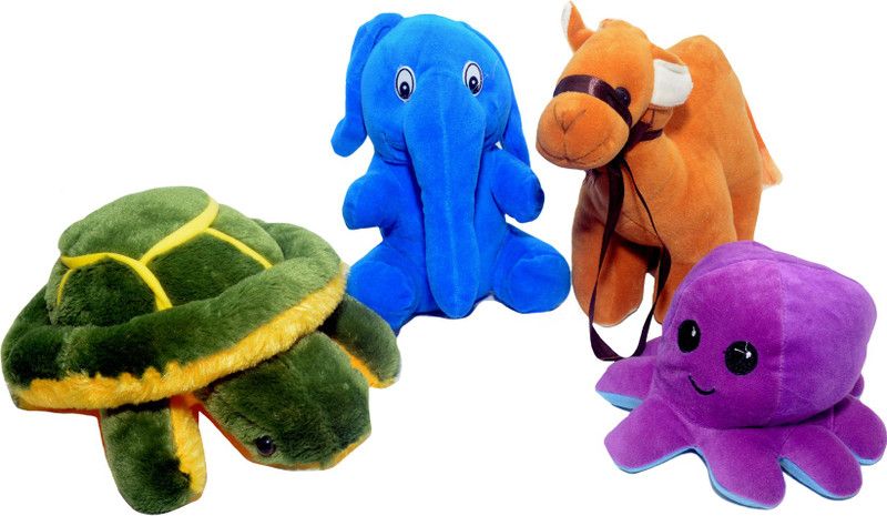 Daughter & Sons Camel, Elephant, Turtle, Octopus - 20 cm  (Green, Blue, Brown, Light Blue)
