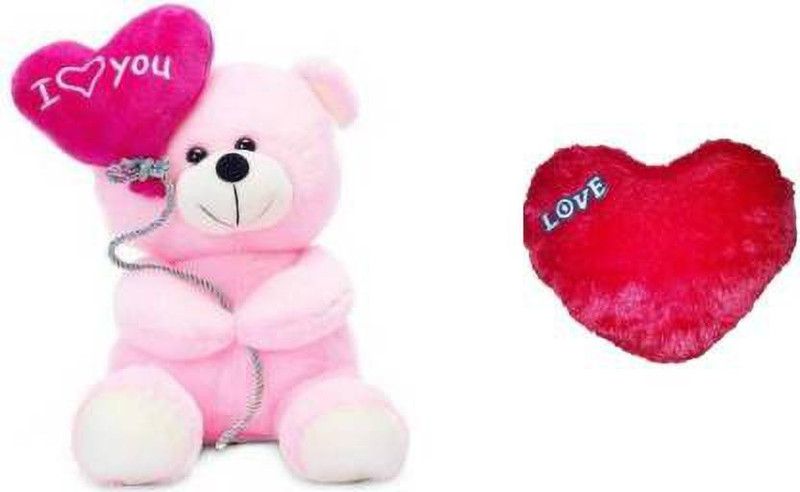 RBB HUB Valentine gift " I Love you" Balloon teddybear with Love heart soft toy - 30 cm (Multicolor) - 30 cm  (Multicolor)