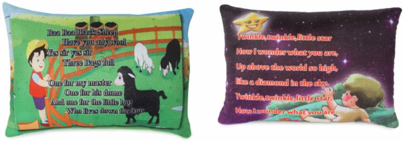 Deals India baa baa black sheep poem cushion (15x10 Inch) and Twinkle twinkle poem cushion (15x10 Inch) combo - 15 inch  (Multicolor)