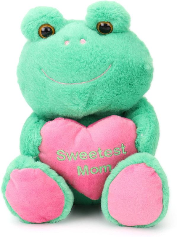 Starwalk Frog Plush Holding Heart (Sweetest Mom) - 23 cm  (Multicolor)