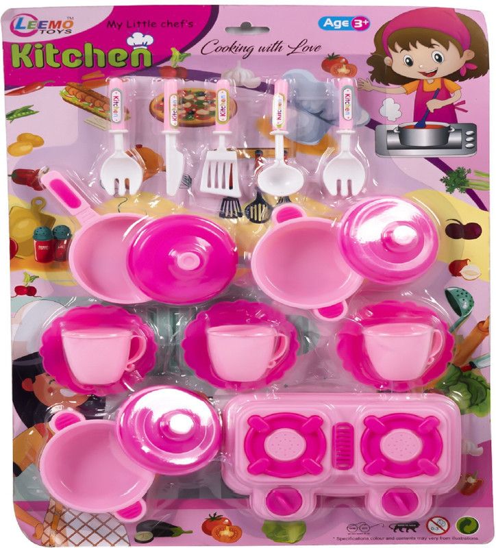 Skstore Kitchen Sets Plastic Kitchen Cooking LEEMO Kitchen Play Set 18 Pieces