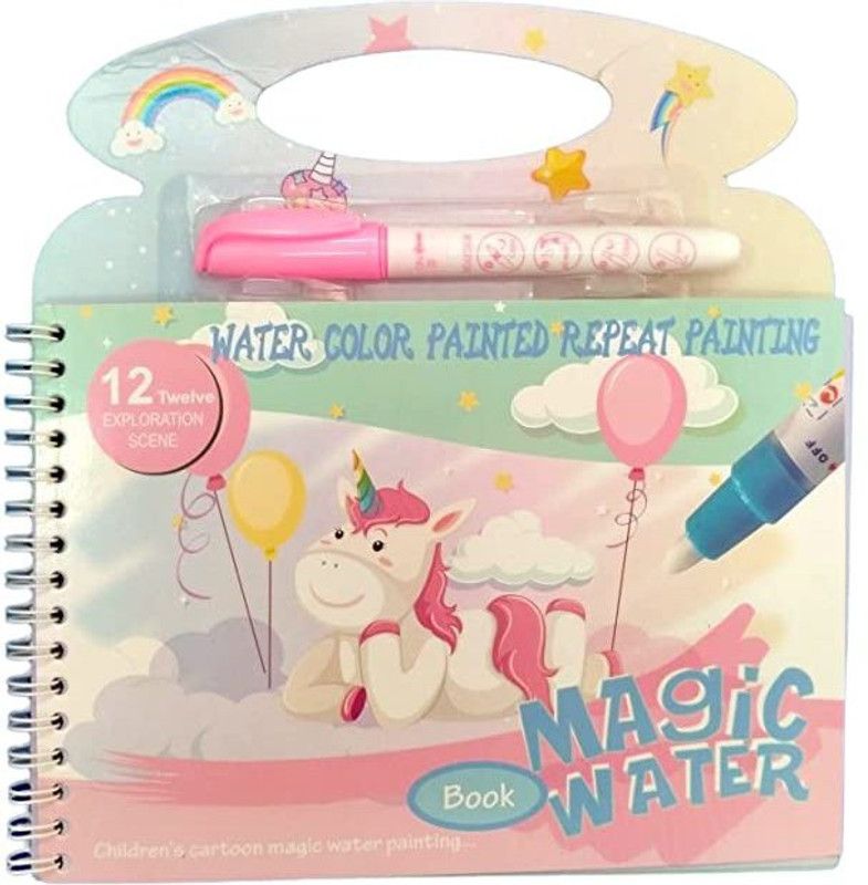 Caught Trendy Unicorn Reusable Magic Water Book Paint Coloring Activity Books For Toddler Kids  (Multicolor)