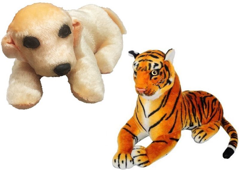 Tashu Collection Soft Stuffed Dog &Tiger Combo2 - 30 cm  (Brown, Beige)
