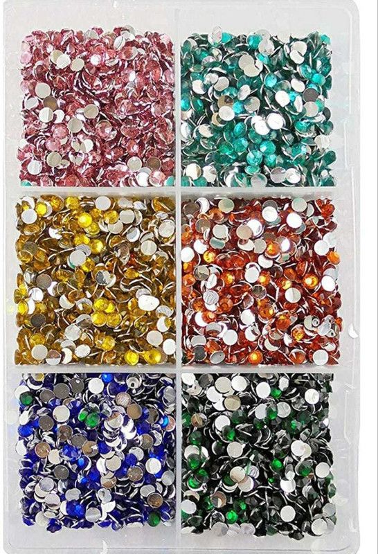 Crafto 6mm Resin Stone 3000 pcs Approx 60 gm for Art and Craft DIY kit, Glitter Sequince Rhinestones Beads Dress Embroidery Making Material