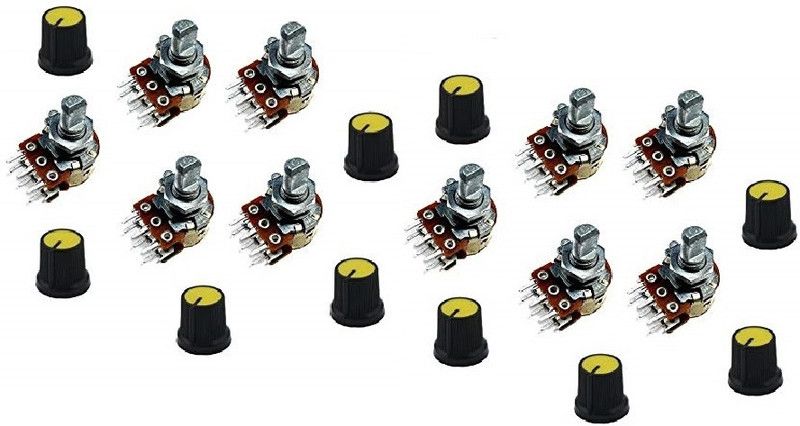ERH India 10 Pair 100k Dual Volume Pot with Knob Electronic Components Electronic Hobby Kit