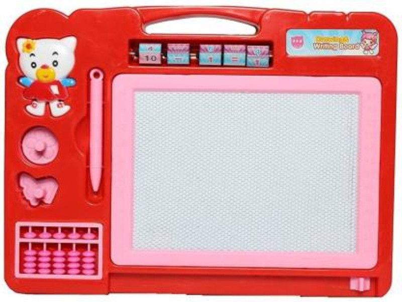ANVIT 2-in-1 Double Sided Magnetic Educational Whiteboard and Blackboard with Chalk, Duster and Stylus  (Red)