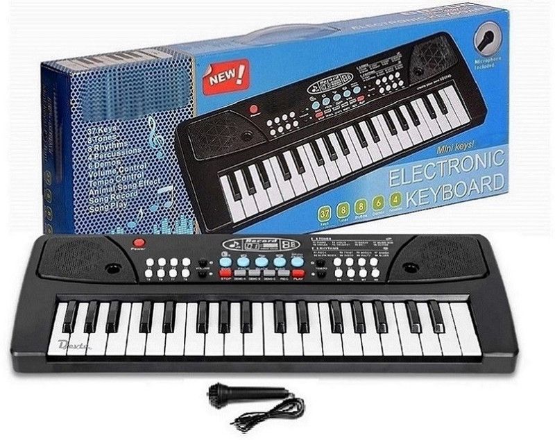 Hevonte Kids Piano Keyboard, Piano for Kids with Microphone Portable Electronic Keyboards for Beginners 37 Keys Musical Toys Piano for Girls Boys 3-12 Ages  (Black)