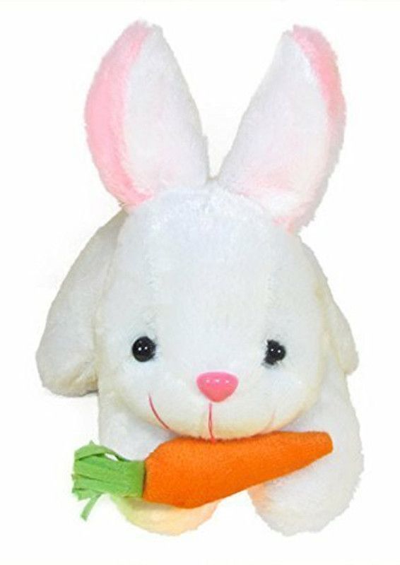 PLAYFULL LITTLE BUNNY WITH CARROT FOR KIDS, GIRLS, BOYS, BIRTHDAY SOFT TOY GIFT- 11 inch (White) - 11.2 inch  (Multicolor)