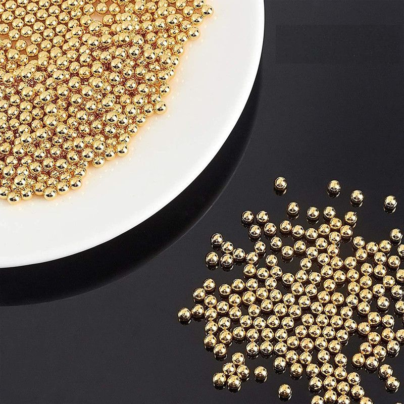 Stylewell Pack of 100 Gram (400 Pcs Approx) 8mm Gold Moti Balls Pearl Bead Craft Material