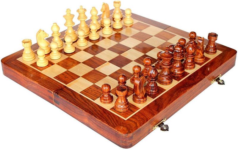 Craftgasmic Folding Magnetic Travel Chess Board Set Wooden Game Handmade, Classic Game of Brilliance, Small Chess Pieces, 12 Inches Strategy & War Games Board Game
