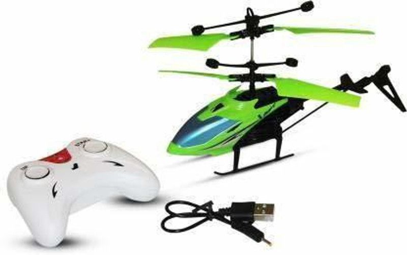 Pepino intelligent Flying Outdoor Induction Helicopter with Remote & sensor ,Easy to operate, with strong stability and flying effect. Made up of good quality Polyethylene Terephthalate (PET)(non corrosive)  (Green)