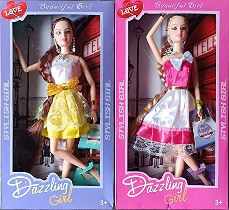 GOURISH Plastic Fashion Long Hair Dolls Set for Kids Girls (Gift for KIDS)(Pack of 1)  (Multicolor)