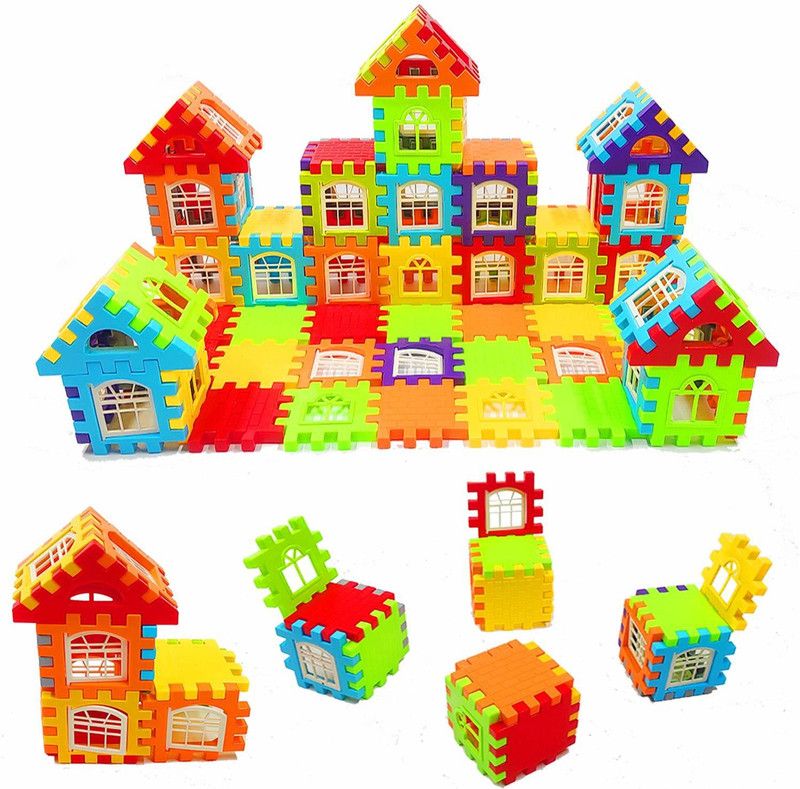 KHUSH Jumbo Happy Home House Building Blocks Pieces, (50 Blocks  (Multicolor)