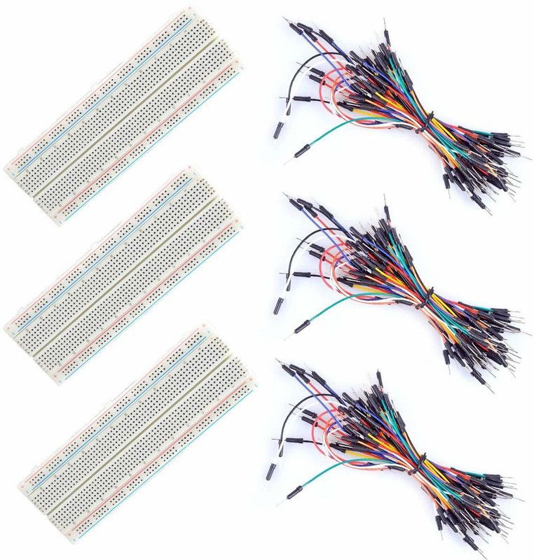 REES52 3 PCS 830-Point Proyotype Solderless PCB Breadboards with 3 Tie Jumper Wires for Arduino(3-pack, 3+3) Electronic Components Electronic Hobby Kit