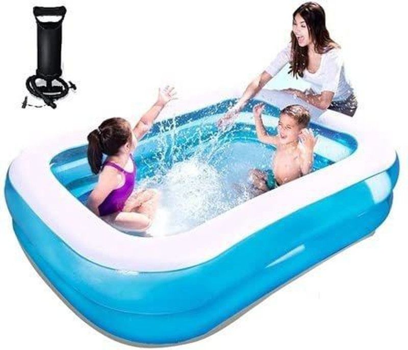 USTAR 6.7 FT (2.01m) L,5.9 FT (1.50m) B AND 51CM H WITH 3 VALVE AIR PUMP. Inflatable Swimming Pool, Inflatable Toy Pump  (Blue)