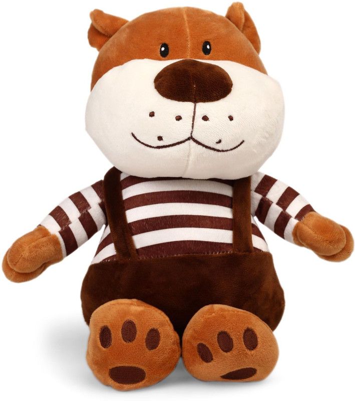 My Baby Excels Cute Bear Plush with Dark Brown Dungaree 26 cm - 26 cm  (Brown)