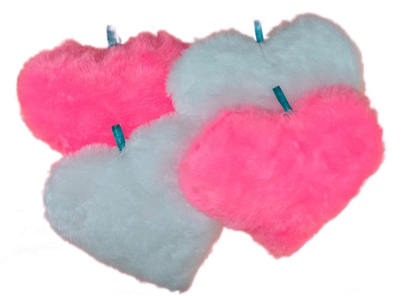 FTF Fur heart Pillow - 15 inch  (Multicolor)