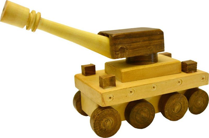 Santarms Handmade Wooden Army Tank  (Golden, Pack of: 1)