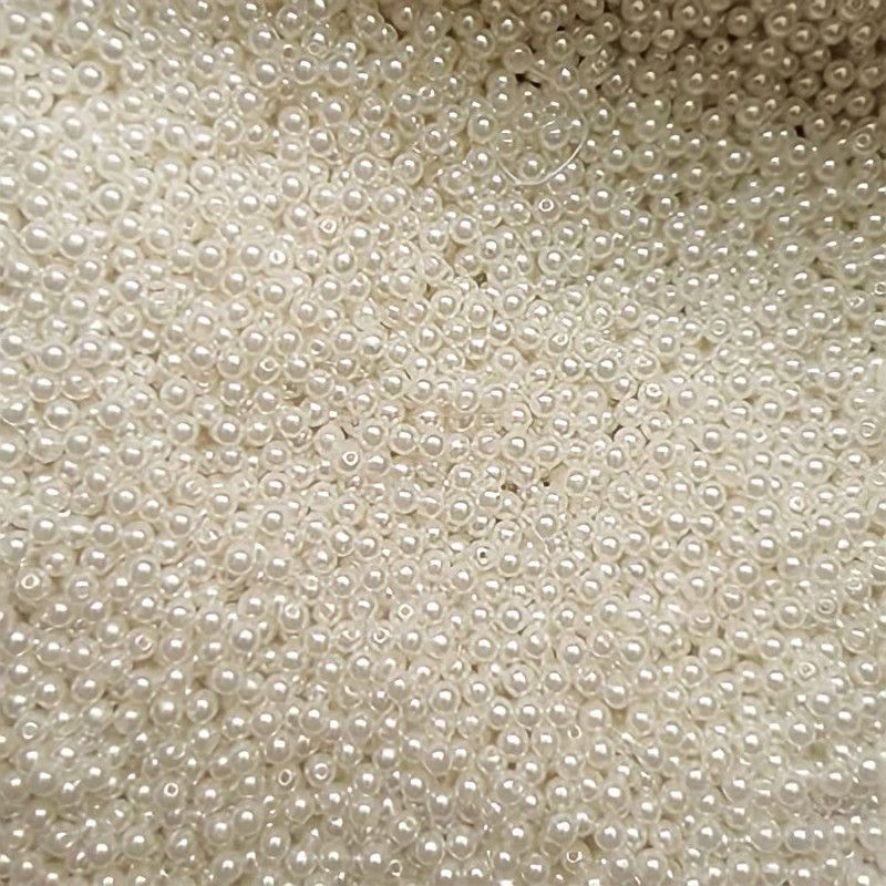 Adhvik (Pack of 200 Gram) 4mm White Moti Ball Pearl Bead DIY Craft Decoration Material