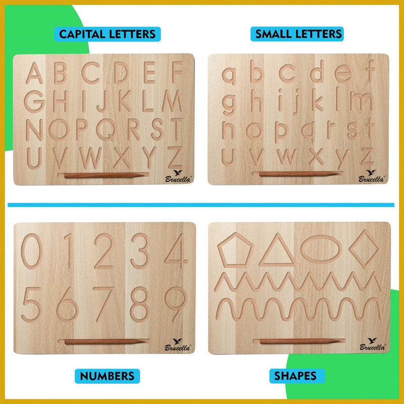 Brucella Wooden Educational Alphabet Combo Of 2 With dummy Pencil For 2+ Year Kid's  (Brown, Orange)