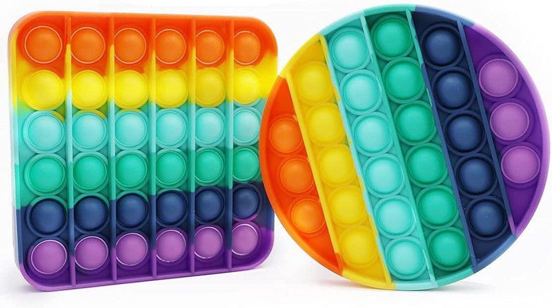 himanshu tex Pop It Toy Fidget Toys Pop Its Kids Fun Toys Adults Toys Stress Relief Pop Pits Toys Kid Fidgets Poppet Learning and Educational Toys for Girls and Boys (Square + Round)  (Multicolor)