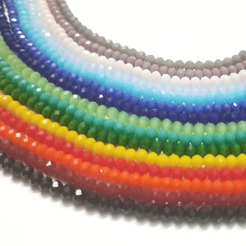 Shera Opaque Tyre/Rondelle Shaped Crystal Beads 3mm Assorted 15 Strands/String Colors