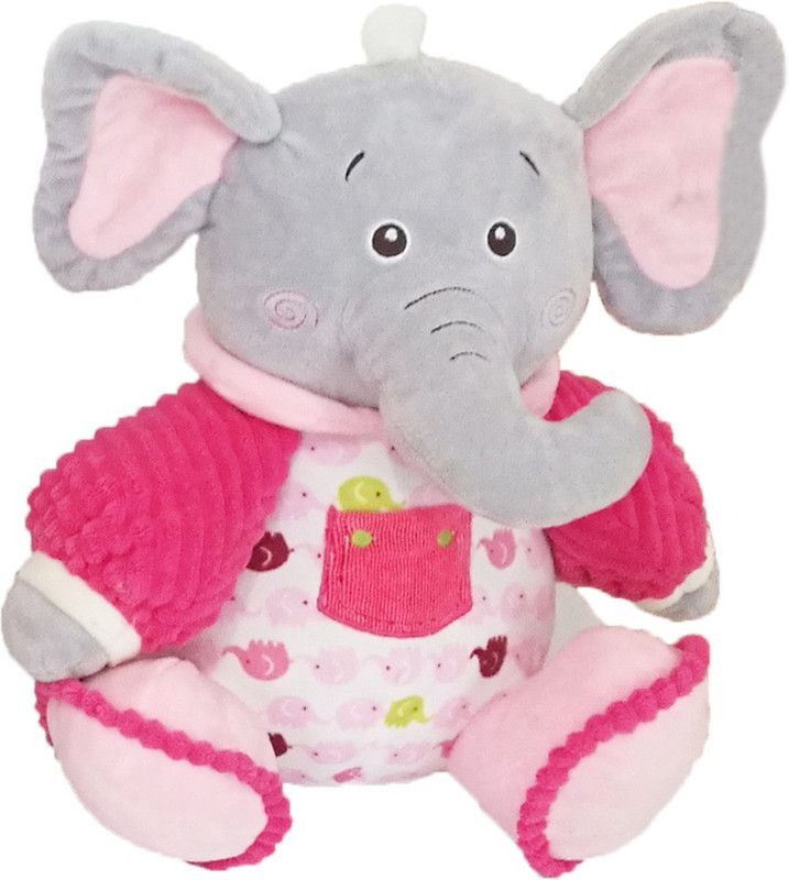 My Baby Excels Elephant Plush with embroidered Sweater Pink & white 32cm - 32 cm  (Pink, White)