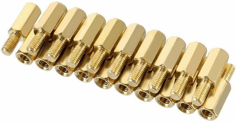 maruthi M3 10+6mm Female Male Thread Gold Tone Brass Pillar Brass Hex Standoff Spacer Screws PCB Pillar-25 Pcs. Electronic Components Electronic Hobby Kit