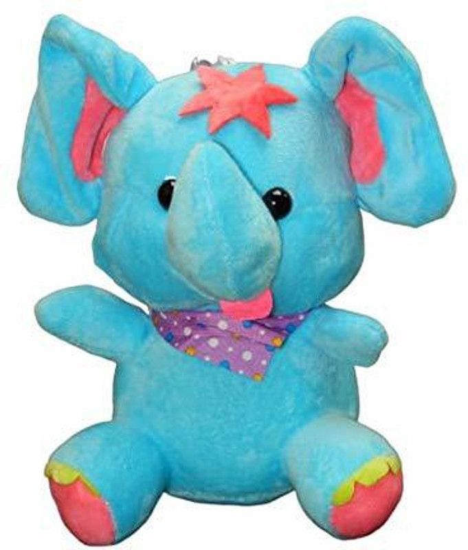 pipika Stuffed Spongy Huggable Cute Flora Elephant (18 Cm) Blue - 10 cm  (Blue)