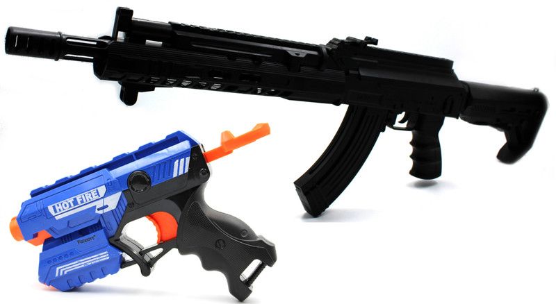 Funport Combo of BB Toy Rifle Gun & Toy Foam Bullet Gun Guns & Darts  (Black, Blue)