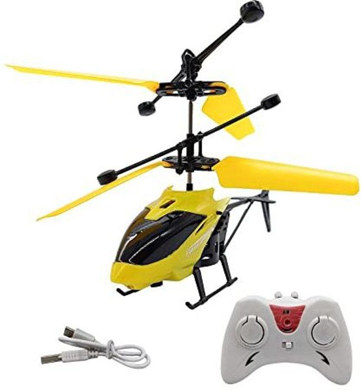 vigor Infrared Induction Helicopter Sensor Aircraft USB Charger Flying Helicopter 2 in 1 Flying Helicopter with Remote and Unbreakable Blades(6 to 14 Years ,  (Yellow, White)