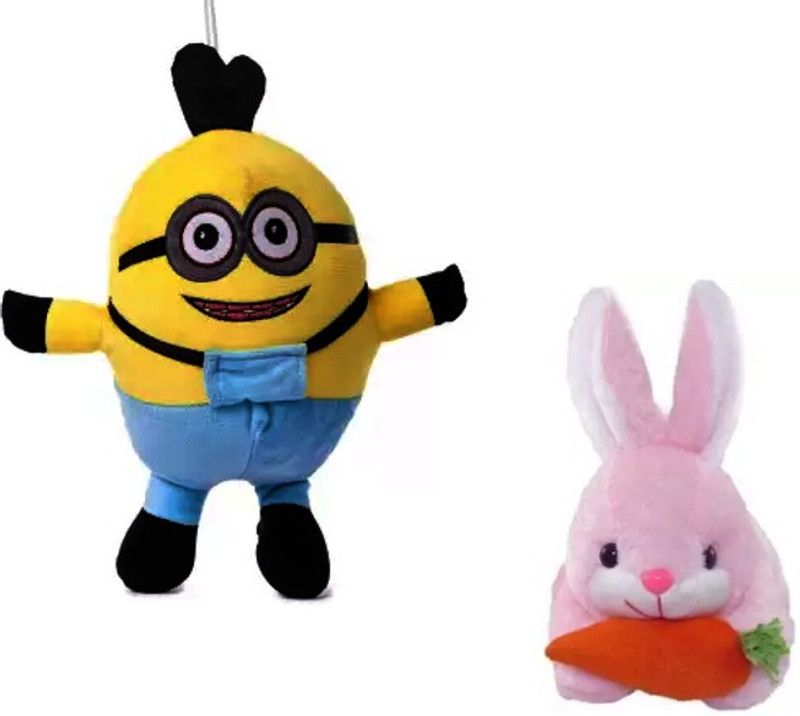 KPN Combo pack of Minion and Pink Rabbit - 30 cm  (Multicolor)