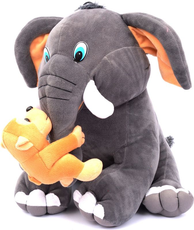 MERATOY.COM MERATOY.COM ELEPHANT WITH MONKEY - 35 cm  (Grey)