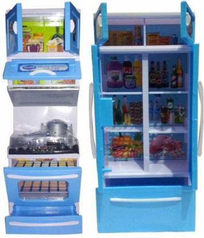 Tenmar frozen modern kitchen set - modular kitchen play set with cooking range unit, refrigerator & full kitchen accessories for girls