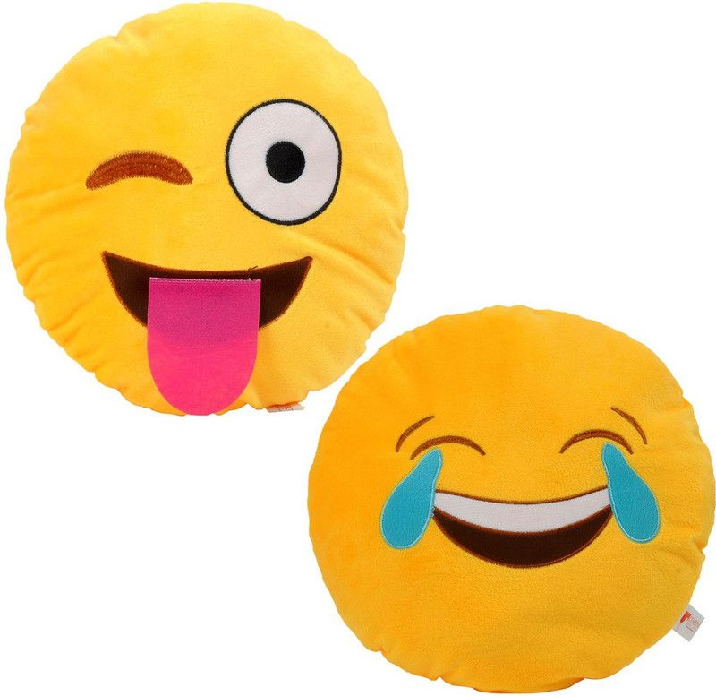 Cortina Smiley Pillow Set Of 2 -007 - 12 cm  (Yellow)