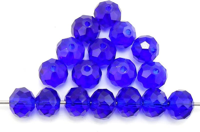 Crafto 70 pcs Faceted Crystal Rondelle Loose Spacer Beads Jewelry Findings Dia.-10mm,Thickness-8mm, Colour-Indigo BLUE, 70 pcs.