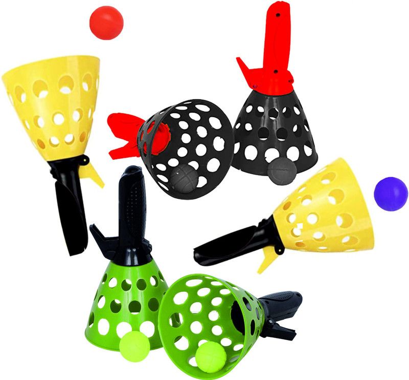 Miniature Mart Ball Catcher Return Gifts for Kids Birthday Party Catching Game 3 Set (6 Pcs)  (Multicolor)