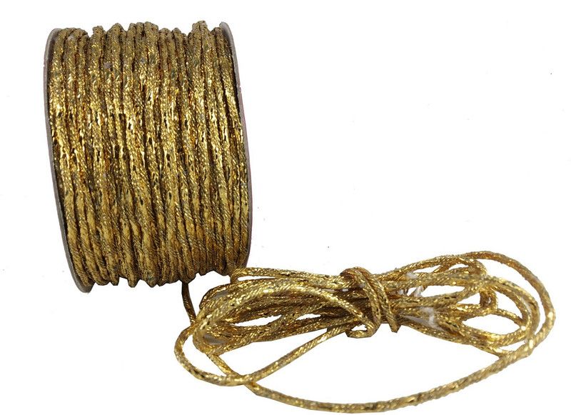 Utkarsh 18 Mtr Resham Zari Twisted Thread / Dori Lace for Sewing, Bead Art, Piping, Apparels, Wrapping, Handicrafts & Craft DIY Projects (Shining Golden Color)